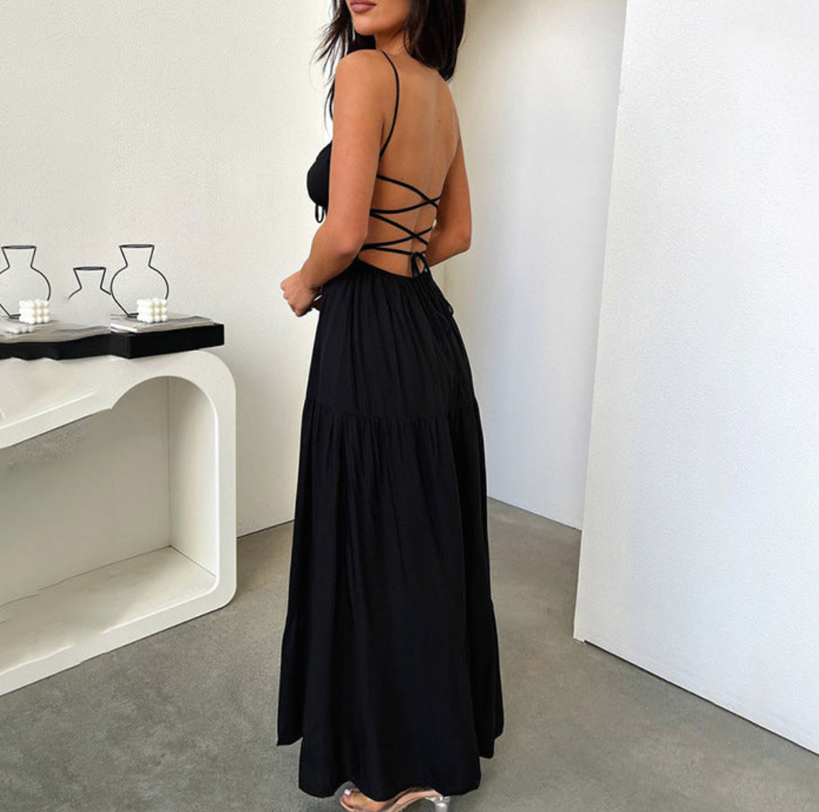 lace up maxi dress